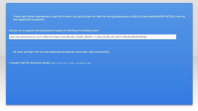 How to add the mode=mysql to embedded H2 DB in Spring Boot 1.4.1 for @DataJpaTest? смотреть онлайн