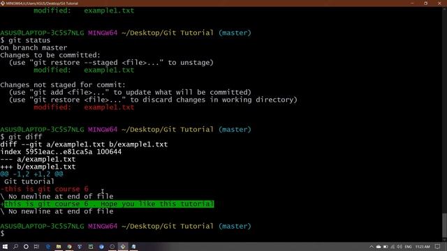 "git diff" command to differentiate between working area and staging area | Git Tutorial 6.0 смотреть онлайн