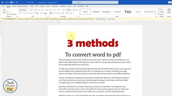 three methods to convert MS Word file into PDF ||  convert a Word document to pdf
