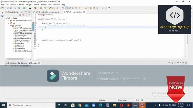 java tutorial 20 RECURSION смотреть онлайн