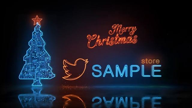 Happy New Year 2024 and Merry Christmas 2024 Digital Neon Logo Reveal | 2 mode | After Effects tem смотреть онлайн