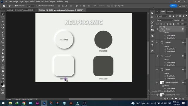 elevate and pressed button tutorials in photoshop one click смотреть онлайн