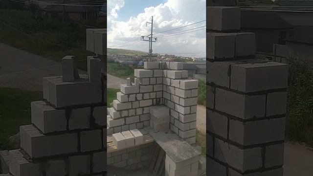 кладка угла убежной штробой шлакоблока ??СПА