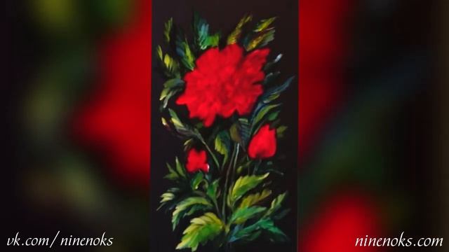 ПИШЕМ масляными красками КИТАЙСКУЮ РОЗУ (Гибискус). Превью. смотреть онлайн