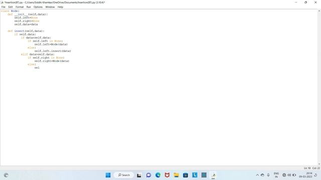 FoA || practical || Insertion in Binary Tree using python programming language || Siddhi Khamkar смотреть онлайн