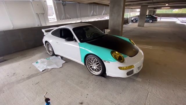 Taking Delivery of Porsche 911 and wrapping it Miami Blue смотреть онлайн