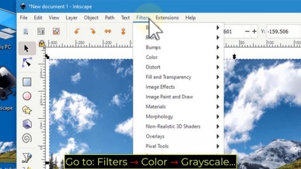 How to convert color image to black and white in Inkscape (Grayscale)