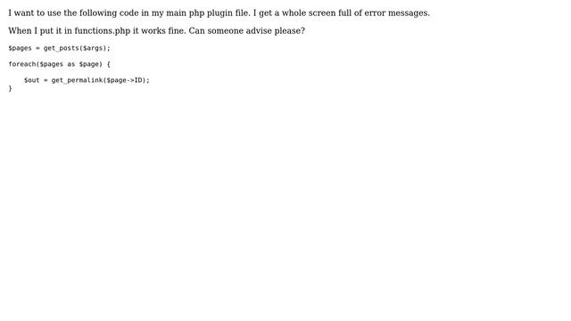 Wordpress: Code fails in plugin file but works in functions.php смотреть онлайн