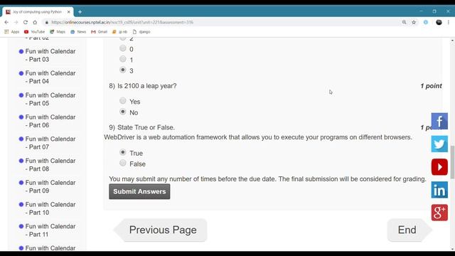 NPTEL |Joy of computing using Python| WEEK 11 QUIZ SOLUTIONS| смотреть онлайн
