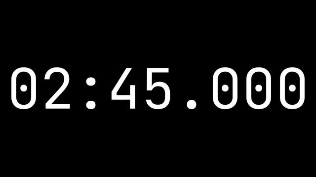 Countdown Timer 5 Minutes, 43 Seconds [05:43.000] - White On Black With Milliseconds