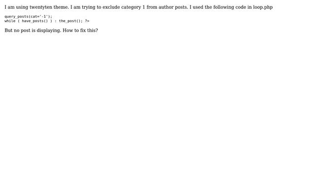 Wordpress: exclude category in loop.php смотреть онлайн