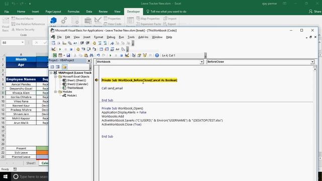 Learn MS Excel - Video 401- VBA- Amazing Leave Calendar - Part 2 смотреть онлайн
