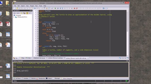 Python turtle drawing Fibonnaci rectangles смотреть онлайн