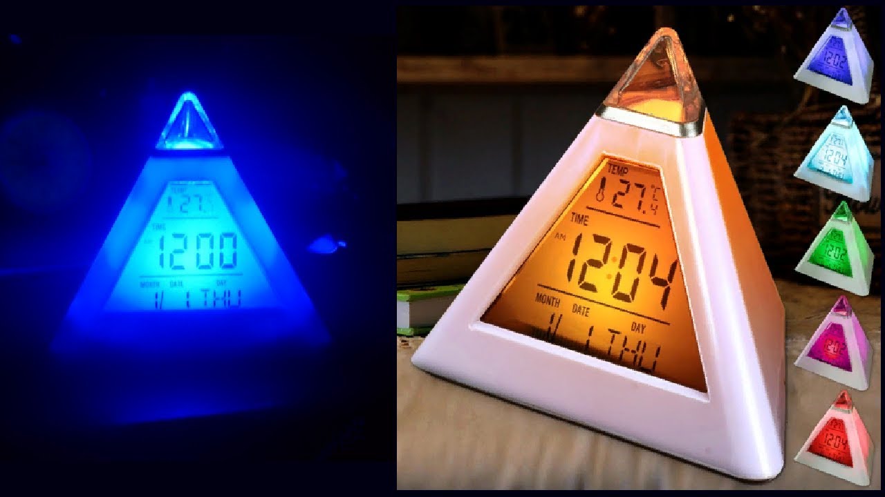 ЧАСЫ-БУДИЛЬНИК С ПОДСВЕТКОЙ И ТЕМПЕРАТУРОЙ - В ФОРМЕ ПИРАМИДЫ/ТРЕУГОЛЬНИКА - ALIEXPRESS смотреть онлайн