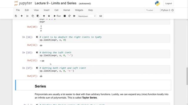 Limits and Series - SymPy Tutorial 09 смотреть онлайн