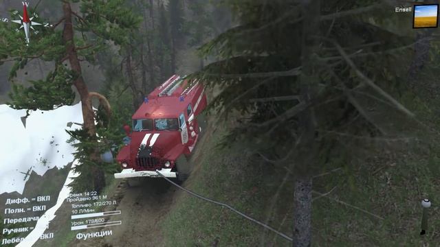 Spintires - спасаем вылетевшего с дороги таза! [рп ситуация] смотреть онлайн