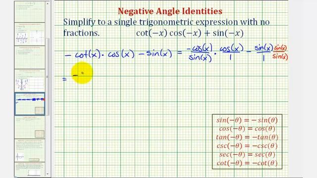 Ex 1: Simplify a Trigonometric Expression Using Negative Angle Identities смотреть онлайн