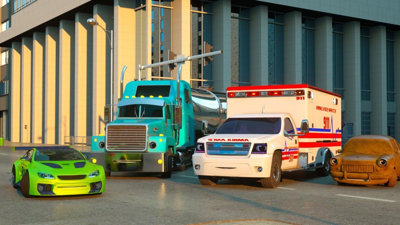 Мультфильмы для детей. Гонки машинок и машина скорой помощи смотреть онлайн