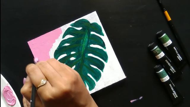 Monstera Leaf Painting | Acrylic Painting on Plywood | How to Paint on Wood | Tropical leaf Paintin смотреть онлайн