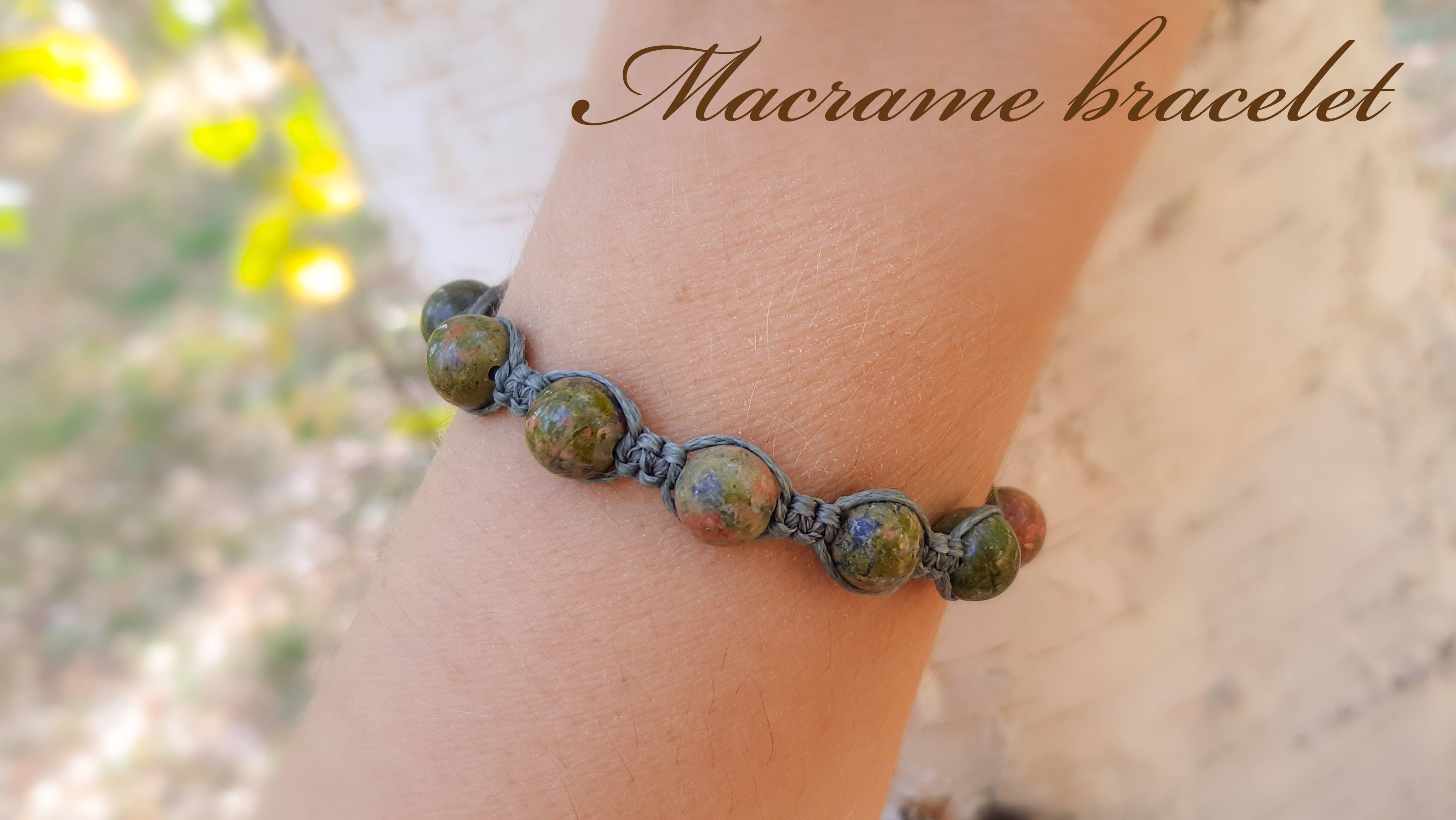 Браслет с бусинами своими руками / Браслет Шамбала / Макраме браслет с натуральными камнями смотреть онлайн