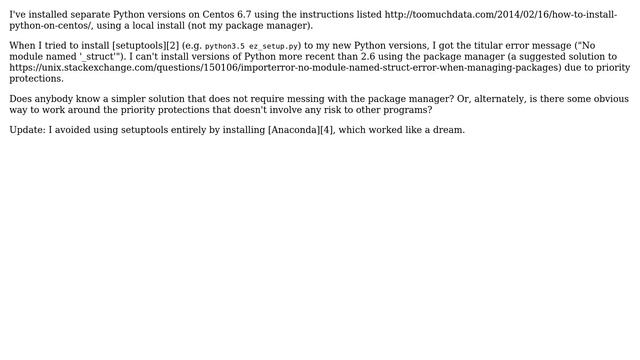 Unix & Linux: ImportError: No module named '_struct' when installing setuptools смотреть онлайн