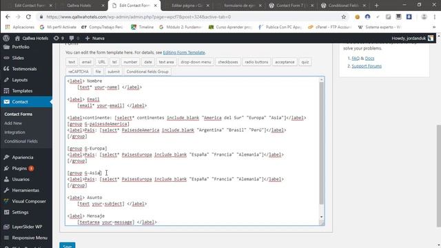 Como hacer Formularios en CONTACT FORM 7 con "LISTAS DESPLEGABLES CONDICIONALES" - WORDPRESS* смотреть онлайн