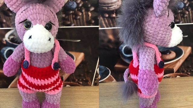 Вязаный ослик. Мягкая игрушка. Ослик крючком. Амигуруми схема вязания крючком. смотреть онлайн