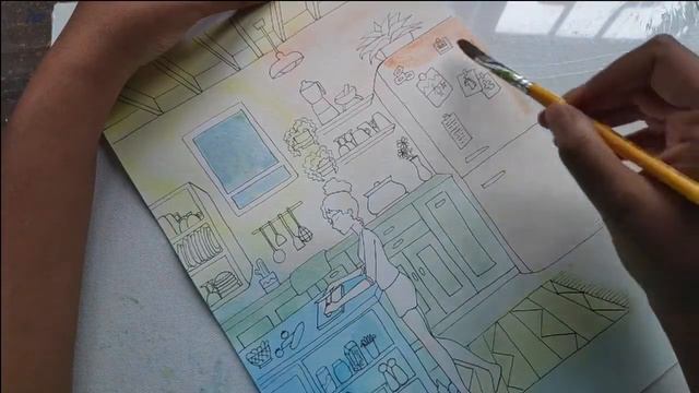 Relaxing Watercolor Illustration | The Kitchen смотреть онлайн