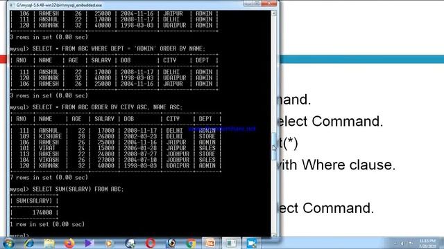 Select Command of MySQL : Video 3 смотреть онлайн