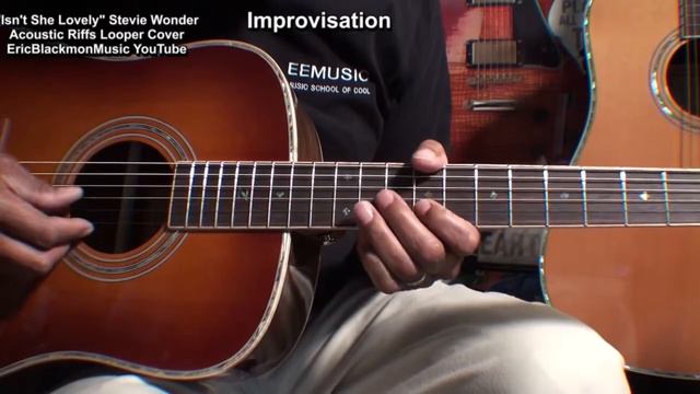 Stevie Wonder ISN'T SHE LOVELY Acoustic Guitar Looper Cover LESSON LINKS BELOW@EricBlackmonGuitar смотреть онлайн