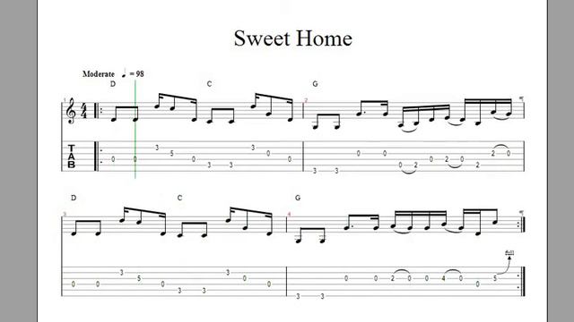 Sweet Home - Fingerstyle Guitar Tab смотреть онлайн