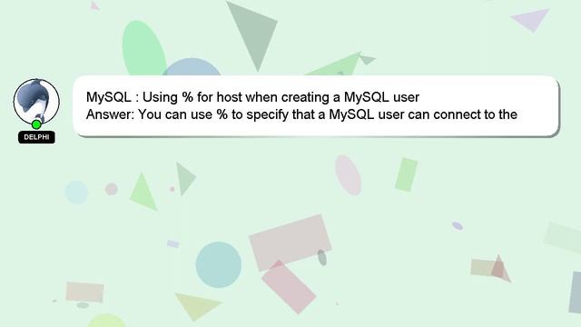 MySQL : Using % for host when creating a MySQL user смотреть онлайн