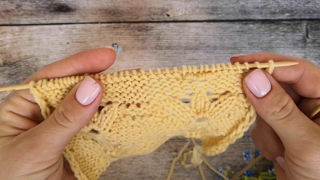 Вяжем спицами. Узор песчаные цветы. смотреть онлайн