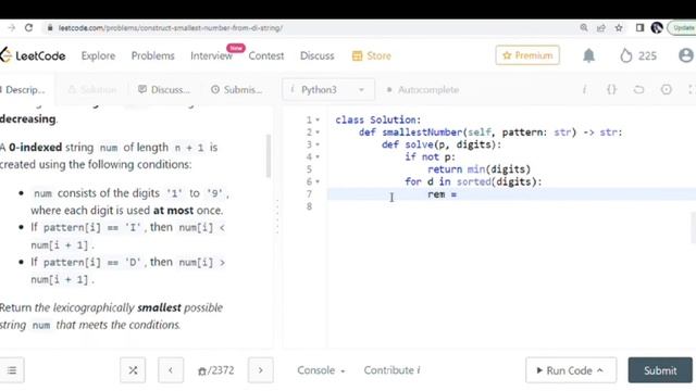 Construct Smallest Number From DI String - Leetcode 2375 - Python смотреть онлайн