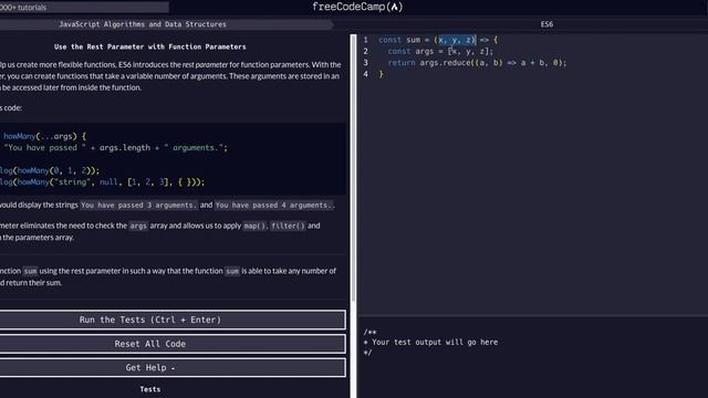 07 Use the Rest Parameter with Function Parameters - ES6- FreeCodeCamp Solution - Javascript FCC смотреть онлайн