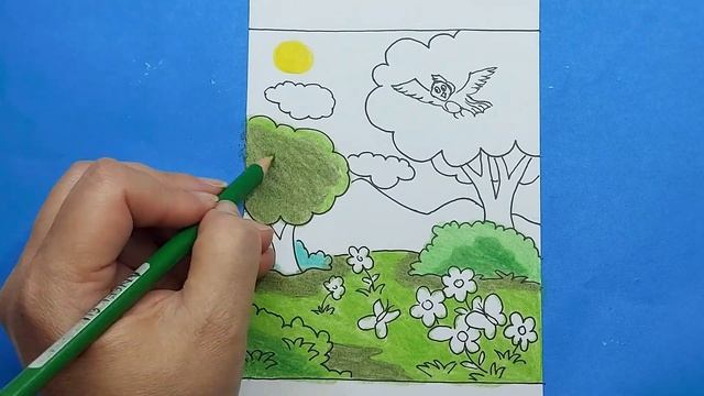 ? Como dibujar paisaje fácil de paso a paso - How to draw easy spring landscape step by step смотреть онлайн