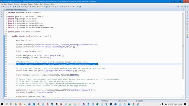 012 | Automation | className locator example | java-selenium | automate gmail login in selenium смотреть онлайн