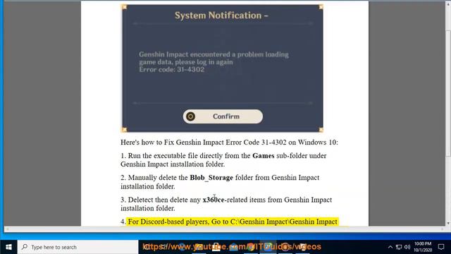 Fix Genshin Impact Error Code 31-4302 on Windows 10 (11/16/2020 Re-updated) смотреть онлайн