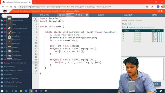 Subarrays of an Array - Solution | Functions and Arrays | Data Structures and Algorithms in JAVA смотреть онлайн