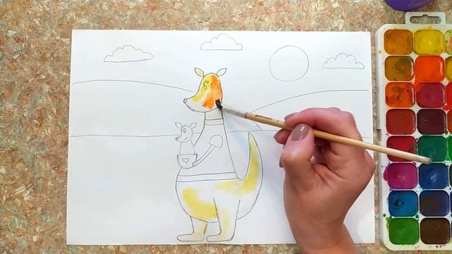 Рисуем кенгуру ? акварелью смотреть онлайн