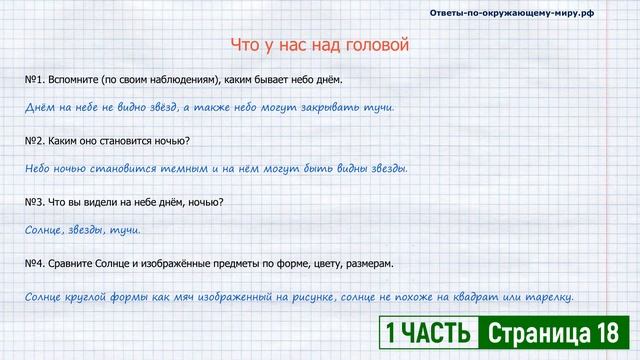 СТРАНИЦА 18 УЧЕБНИК ОКРУЖАЮЩИЙ МИР 1 КЛАСС 1 ЧАСТЬ ПЛЕШАКОВ | ГДЗ смотреть онлайн