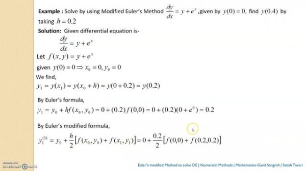 Euler's Modified Method | Numerical Methods | Solution of DE | Easy method by ST sir