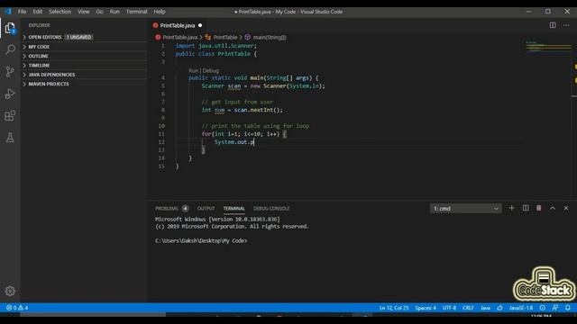 Java code for Printing Multiplication Table of Any Number in 3 Mins | Print table in java | смотреть онлайн