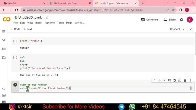 Python - Sum of Two Number Practical Program #python | Rktsir смотреть онлайн