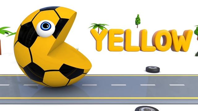 Learn Colors with PACMAN Soccer Ball Excavator Street Vehicle for Kid Children смотреть онлайн