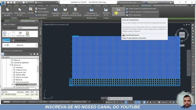 AUTODESK CIVIL 3D 2019 - CRIANDO PERFIS TOPOGRÁFICOS E GREIDE DAS RUAS DE UM LOTEAMENTO смотреть онлайн
