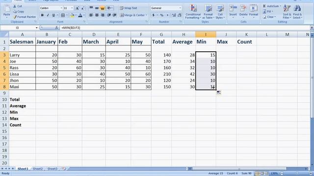 Autosum Fucntion in Excel | Formula and Function In Excel | Sum(),Average(),Min(),Max() & Count() смотреть онлайн