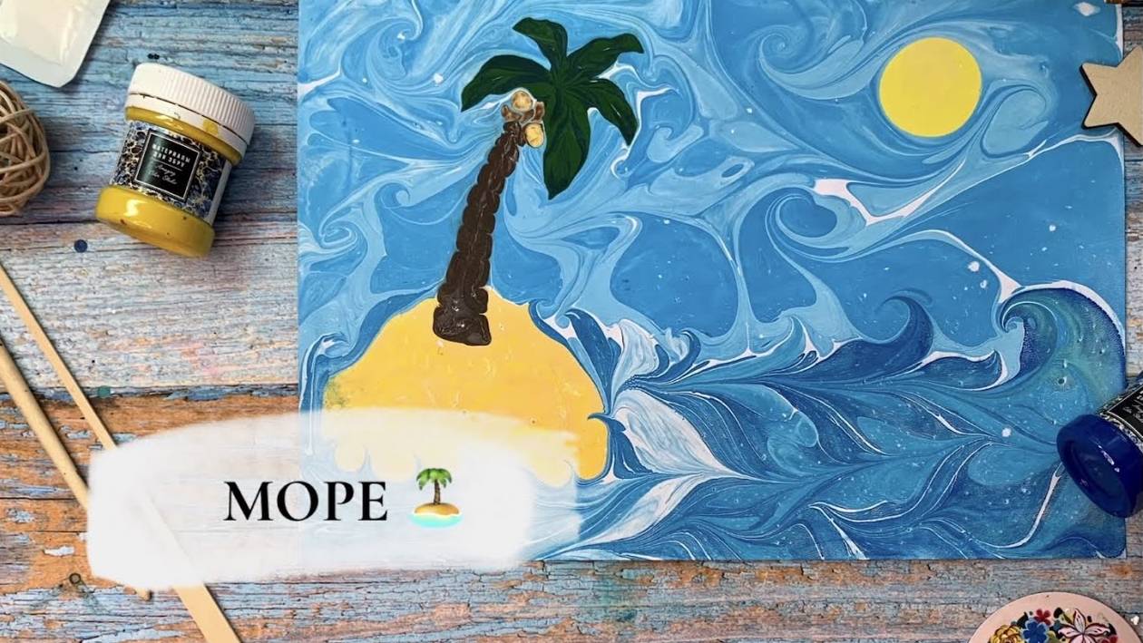 Отдых и пальмы в технике Эбру смотреть онлайн