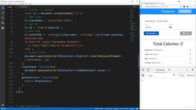 JavaScript Tracalorie Project 06 - Add Item To The UI смотреть онлайн