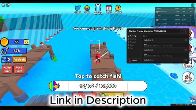 ROBLOX Fishing Frenzy Simulator Script - LOTS OF FEATURES *PASTEBIN 2023* смотреть онлайн